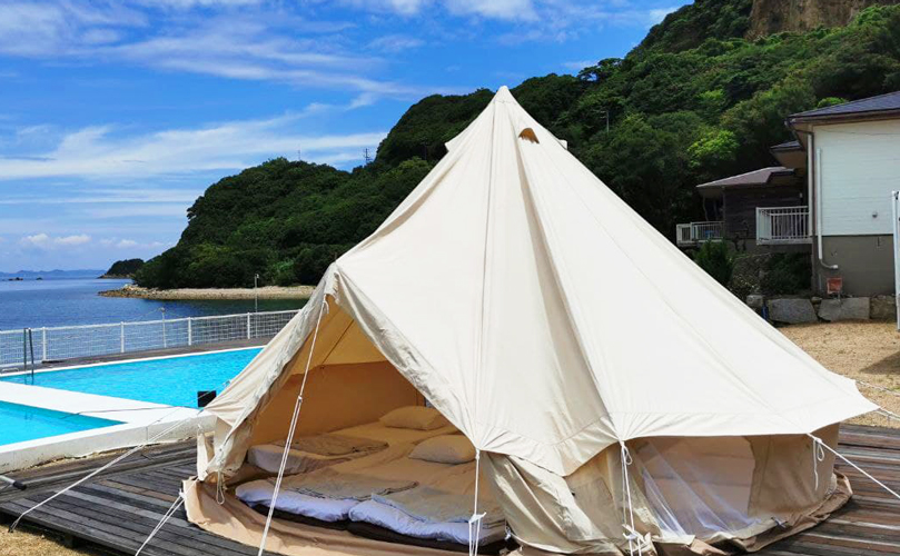 愛媛/新居浜で海と大島を眺めながら絶景オーシャンビューのグランピング宿泊